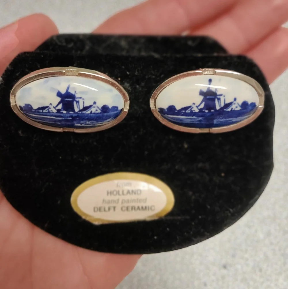 Vintage Delft Holland Porcelain Cufflinks